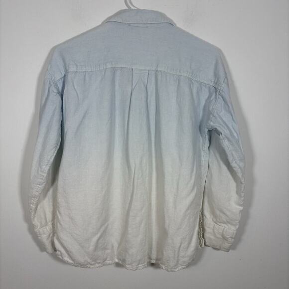 Jason Wu Dip Dye Linen Button Front Shirt Sky Blue XS Ombre Long Sleeve - Picture 5 of 7